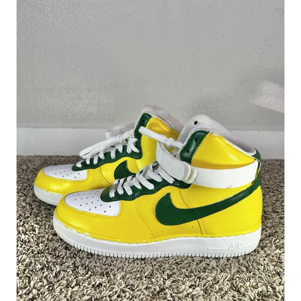 Nike Air Force 1 High Men's Size 11 Hand Painted Yellow Green Sneakers